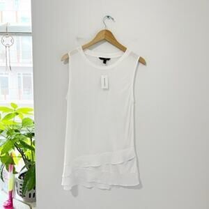 NEW Banana Republic White Flounce Hem Tank Size Medium